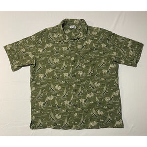 Reyn Spooner x Uniqlo Hawaiian Shirt Mens XL Sail Boat Palm Summer Camp Collar